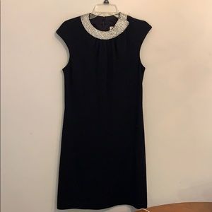 Milly Black Wool rhinestone collar dress